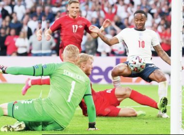 Kasper Schmeichel and Raheem Sterling