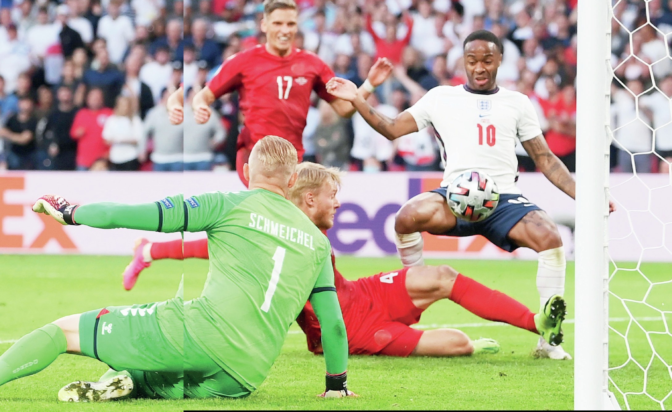 Kasper Schmeichel and Raheem Sterling